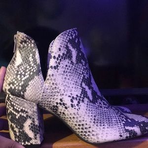 Masssini Trisha faux snakeskin chunky heeled boots